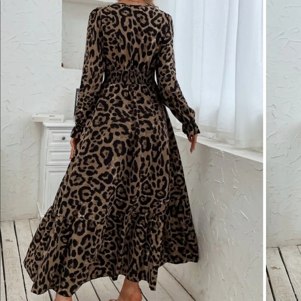 Boho Gypsy Print Flounce Sleeve Smocked Dress - Picture 5 of 14